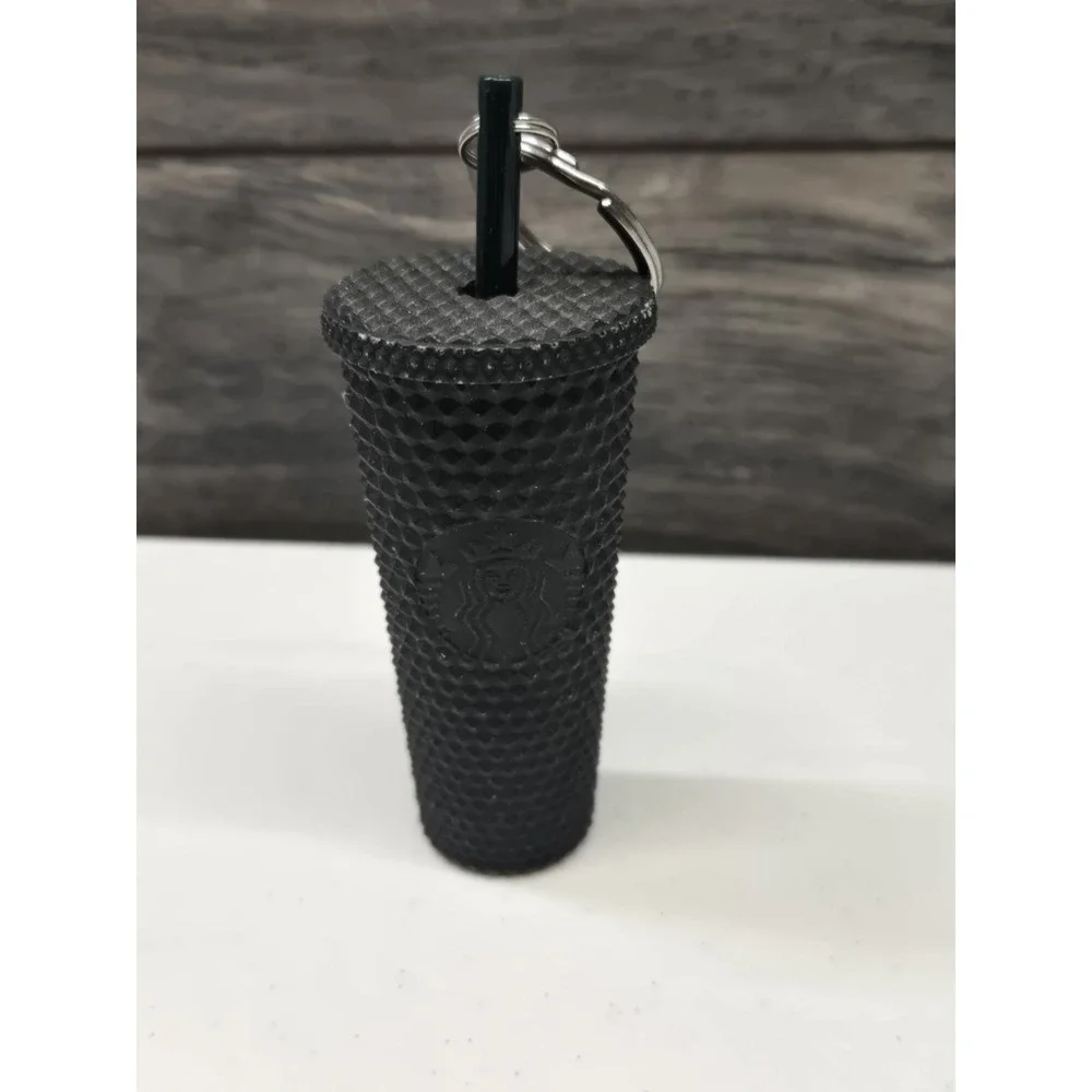 2022 Starbucks‎ Cold Cup Keychain Ornament Studded Matte Dark Black